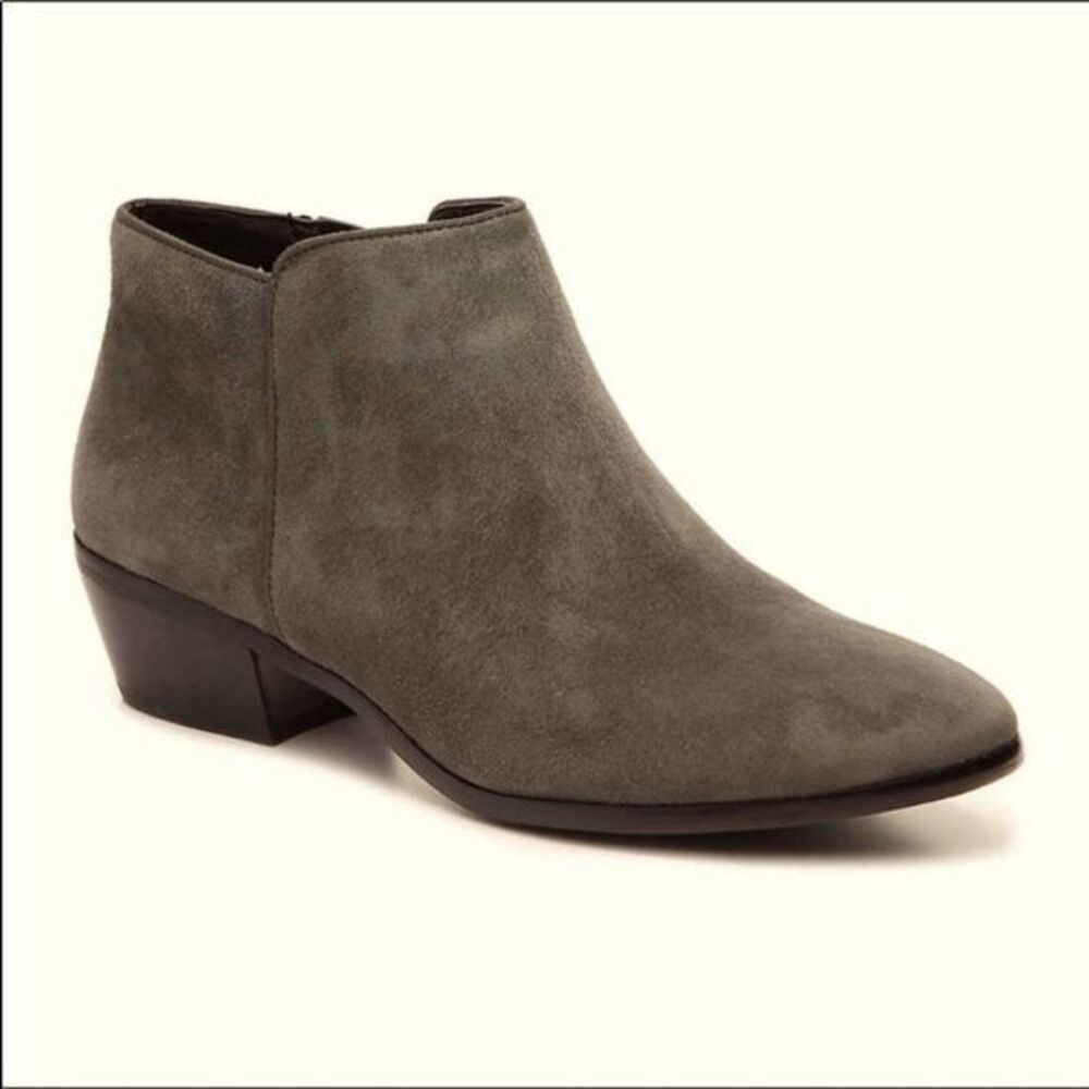 Sam Edelman Womens Size 9.5 Suede Olive Green Petty Ankle Zip Booties Leather
